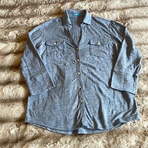 J. McLaughlin Linen Blue Button Down